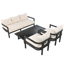 U_Style Multi-Person Outdoor Steel Sofa Set with Coffee Table