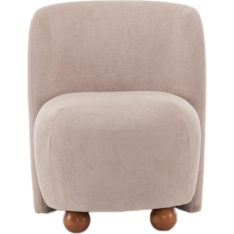 Modern Low Back Accent Chair, Upholstered Armless Living Room Chairs, Round Pine Wood Feet, for Small Living Spaces, Living Room, Bedroom, Balcony, Office, Reading Nook, Khaki