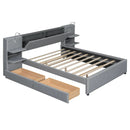 Upholstered Platform Bed With Reading Lights, Drawers, Trundle And Shelves by HouseOfZazla
