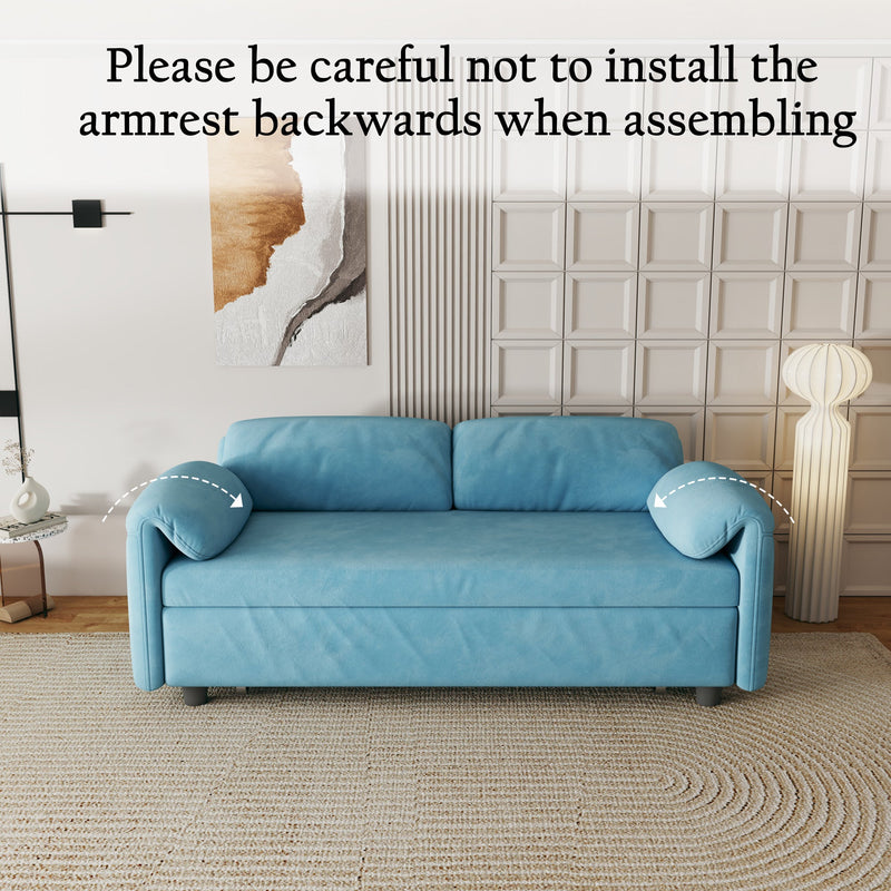 54 "velvet blue sofa sofa bed dual purpose living room retractable bed