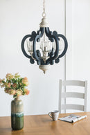 Wood Chandelier 6 Light Farmhouse Pendant Lighting Wood Hanging Light Fixture For Kitchen Living Dining Room, Bulb Not Included - Cream by HouseOfZazla