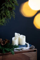 Flickering LED Candles With Remote Timer (Set of 3) - Ivory