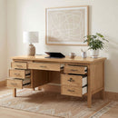 Vermes 66-inch 7-drawer Computer Desk with Power Outlet Light Ash