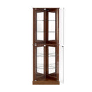 Corner Curio Dispaly Cabinet With Lights, Adjustable Tempered Glass Shelves, Mirrored Back (E26 Light Bulb Not Included)