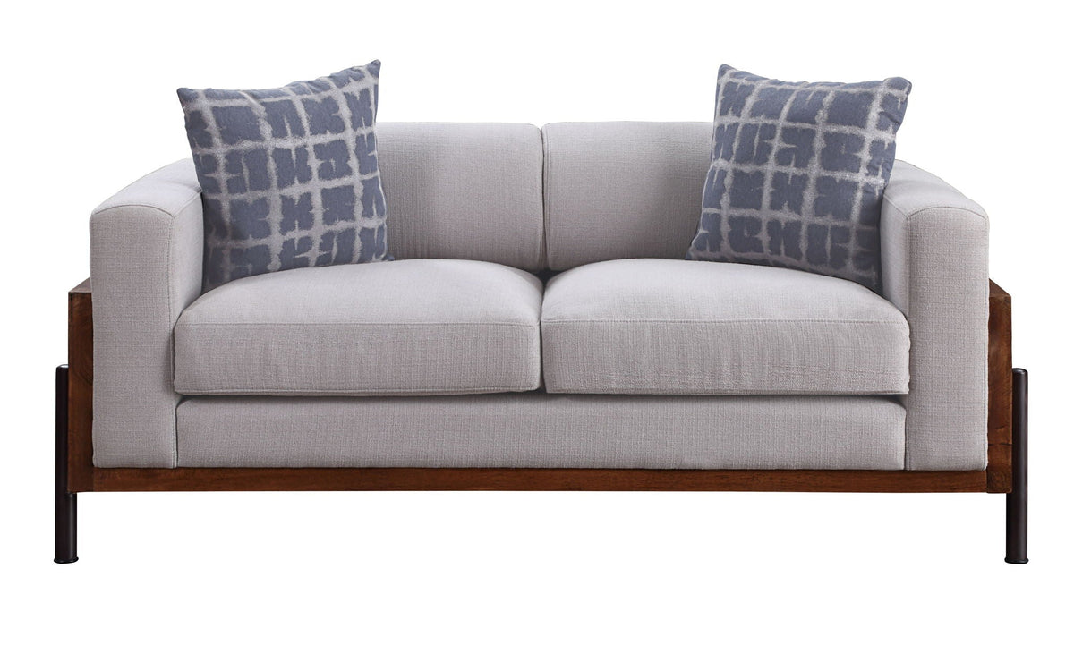 Pelton - Loveseat With 2 Pillows - Fabric & Walnut, photo 5 of 5