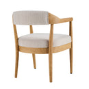 Wood Frame Upholstered Dining Chairs with Armrests (Set of 2) - Beige + Natural by HouseOfZazla