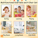 Kids Table and Chair Set, 5-Piece with Animal Designs