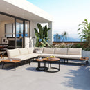 Modern Outdoor Sectional Sofa Set With Nesting Coffee Tables by HouseOfZazla