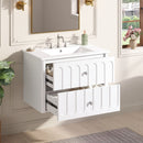Floating Bathroom Vanity With Oval Knobs & Round Edge, Soft Close Drawer Slides by HouseOfZazla