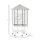 77" Flight Bird Cage Hexagon Covered Canopy Portable Aviary With Storage