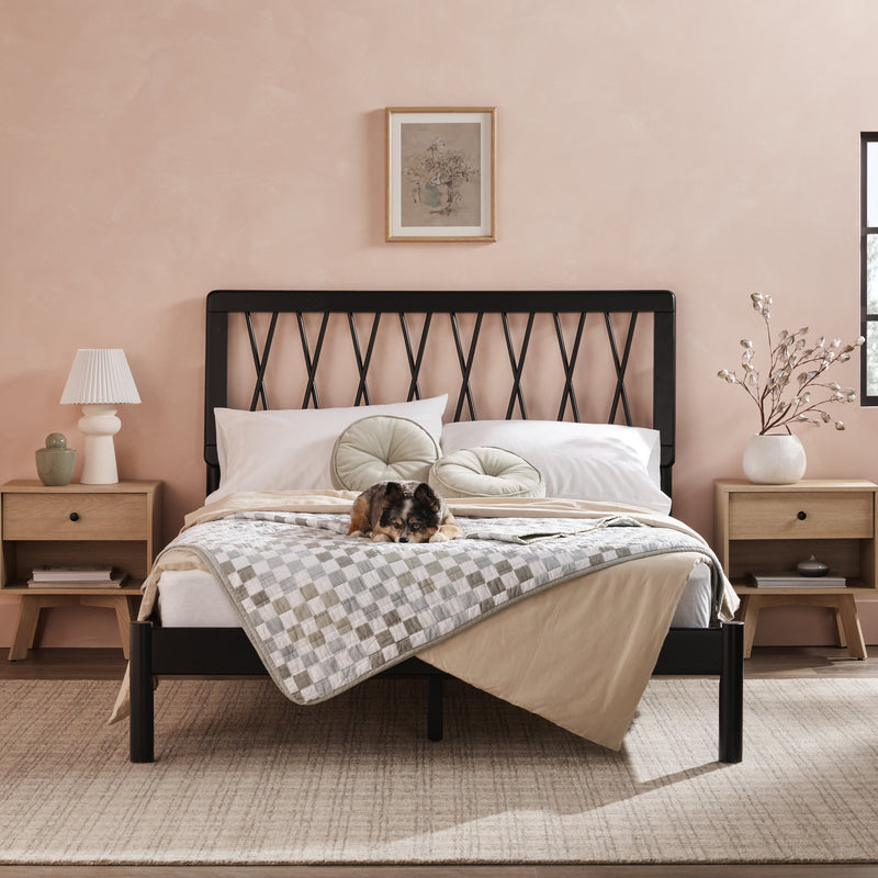 Cama X Spindle Mid-Century Modern Solid Wood Bed