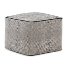 Brynn - Square Pouf - Patterned Black / Natural by HouseOfZazla
