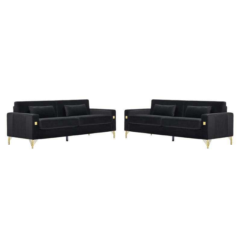 Black Velvet 2-Piece Sofa Set, photo 4 of 10