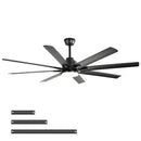 Ceiling Fan With Light 8 Blades, 18W LED 3 Color Dimmable Light - Matte Black by HouseOfZazla