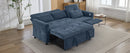 2-in-1 Sofa 82' Three-seater Sofa with Sofa Bed and Reversible Recliner, Blue Chenille