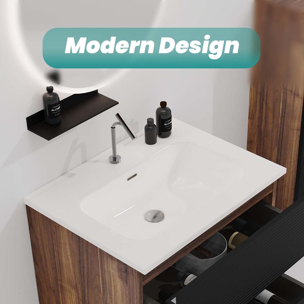Glossy White Ceramic Integrated Sink, photo 2 of 10
