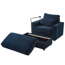 Modern Style Armchair Chaise Lounge Sofa Couch With Movable Storage Ottoman, USB Ports, Cup Holders, Phone Holder, Side Pockets by HouseOfZazla