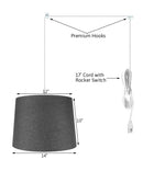 14"W 2 Light Swag Plug-In Pendant  Granite Gray Burlap with Diffuser White Cord