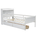 Platform Bed With LED Light, Multi Functional Headboard, Guardrail And 2 Drawers by Unique Piece Furniture
