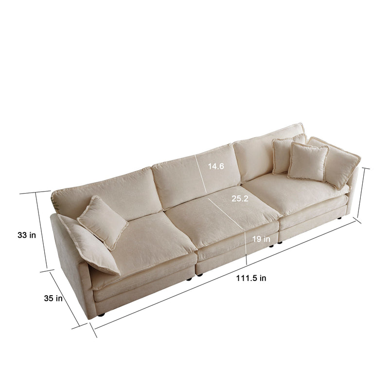 Walker Edison | Chenille Modern 3-Seater Cloud Couch