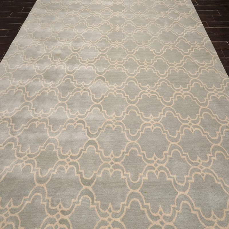 9x12 Gray, Beige Hand Tufted 100% Wool Modern & Contemporary Persian Oriental Area Rug