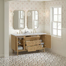 James Martin Laurent 60" Dual Mount Double Bathroom Vanity, Light Natural Oak