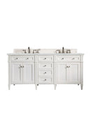 James Martin Brittany 72" Double Bathroom Vanity, Bright White
