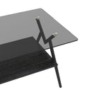 Rectangle Coffee Table With Tempered Glass Top And Shelf, Modern Table For Living Room by HouseOfZazla