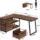 L-Shaped Computer Desk With 3 Drawers and Storage Shelves by HouseOfZazla
