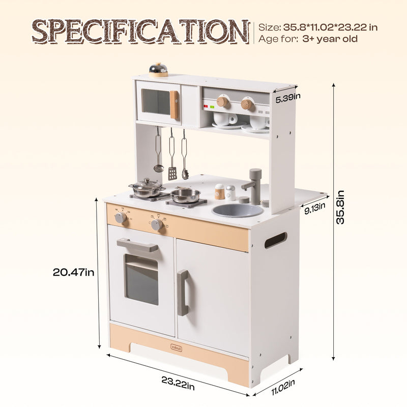 2-IN-1 DIY Wooden Kitchen Playset for Birthday Party and Christmas, Great Gift for Kids 3+