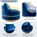 360 Degree Swivel Accent Chair Velvet Modern Upholstered Barrel Chair Over-Sized Soft Chair with Seat Cushion for Living Room, Bedroom, Office, Apartment, Blue