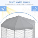 9.2' x 8' x 7.7' Dog Kennel Outdoor Dog Run with Waterproof, UV Resistant Roof, Lockable Door, for Medium and Large-Sized Dogs, Silver