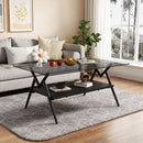 Rectangle Coffee Table With Tempered Glass Top And Shelf, Modern Table For Living Room by Unique Piece Furniture