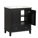 30" Bathroom Vanity With Sink Combo, Multi Functional Bathroom Cabinet With Doors And Drawer - Black by HouseOfZazla