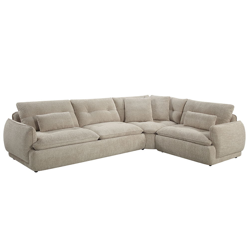 Jonina - Sectional Sofa With 4 Pillows - Beige Chenille, photo 7 of 7