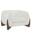 Modern Upholstered Boucle Arm Chair With Tuxedo Design And Triangular Legs