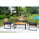 4 Piece Patio Furniture Set With Acacia Wood Table Top And Cushions by HouseOfZazla