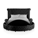 Glam Button Tufted Wingback Round Bed With Storage And USB Ports by Unique Piece Furniture