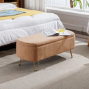 Storage Ottoman Bench For End Of Bed Legs, Modern Camel Faux Fur Entryway Bench Upholstered Padded With Storage For Living Room Bedroom by HouseOfZazla