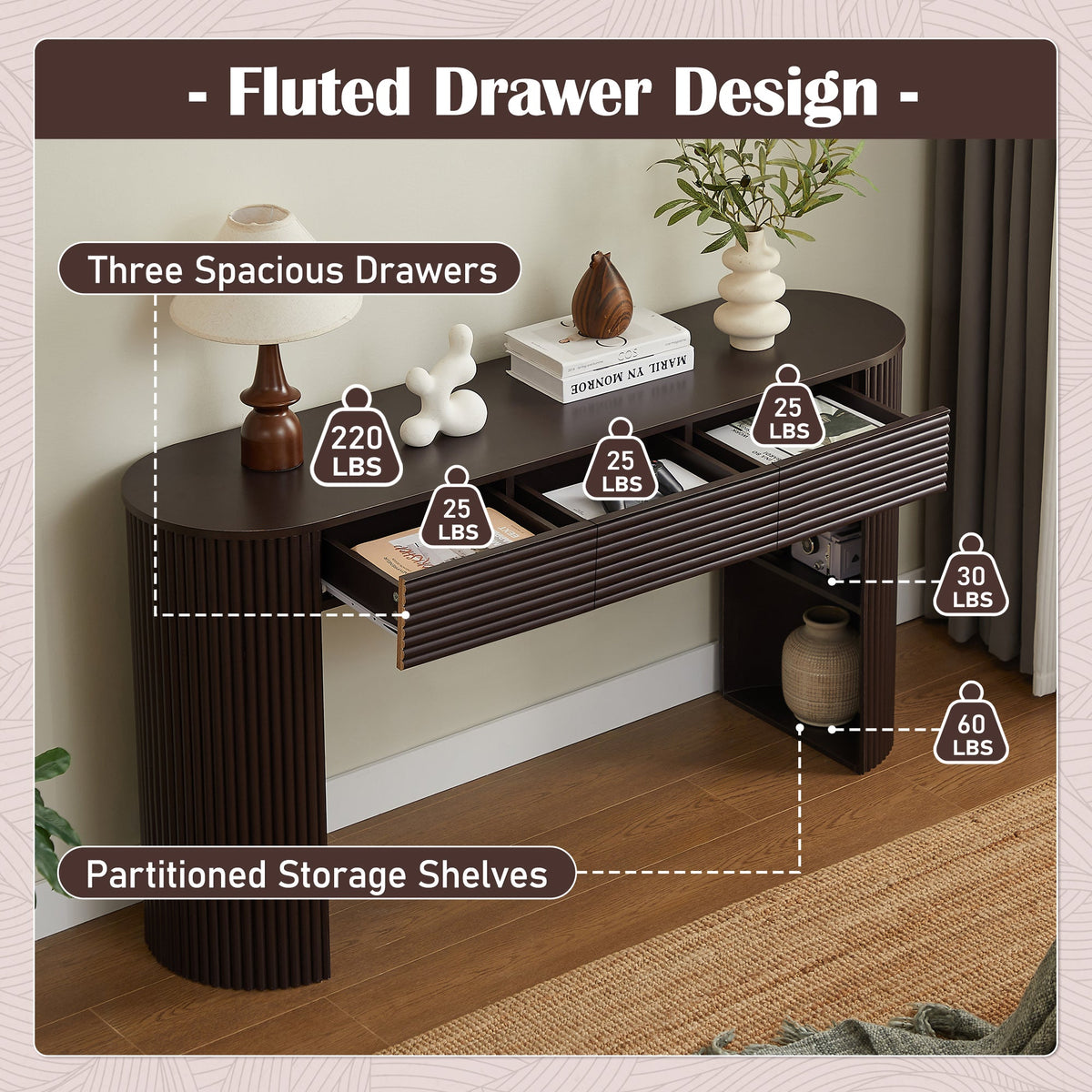 Retro Console Table with Storage, 3 Drawers, photo 10 of 10