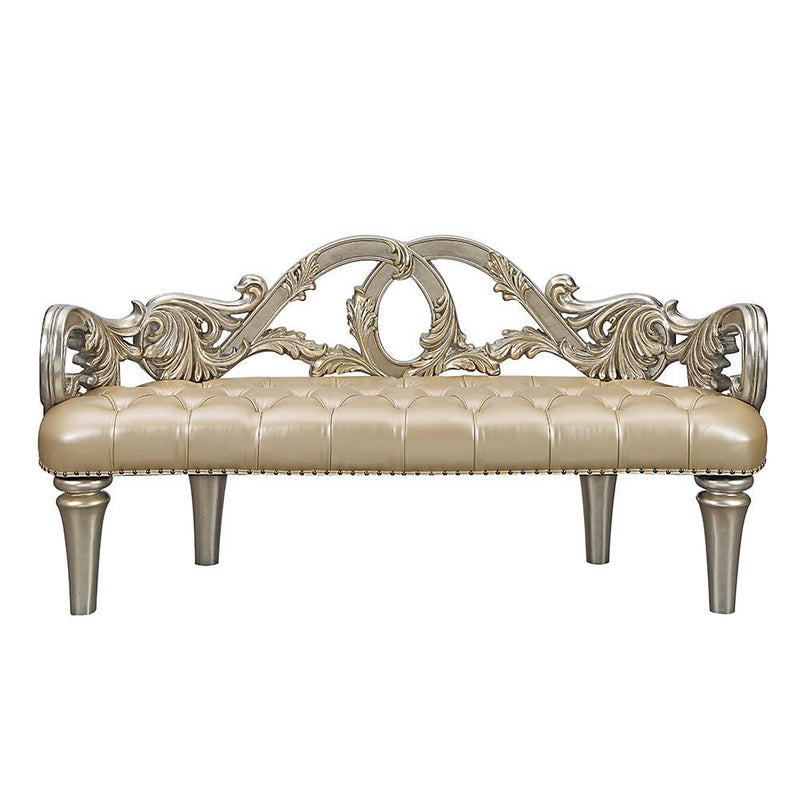 Danae - Bench - Champagne Synthetic Leather & Gold, photo 6 of 6