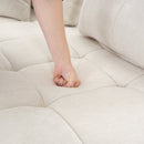 91.73" L-shaped Sofa Sectional Sofa Couch with 2 Stools and 2 Lumbar Pillows for Living Room, Biege