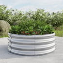 32.08x11.4" Tall Round Raised Garedn Bed, Metal Raised Beds for Vegetables, Outdoor Garden Raised Planter Box, Backyard Patio Planter Raised Beds for Flowers, Herbs, Fruits Silver
