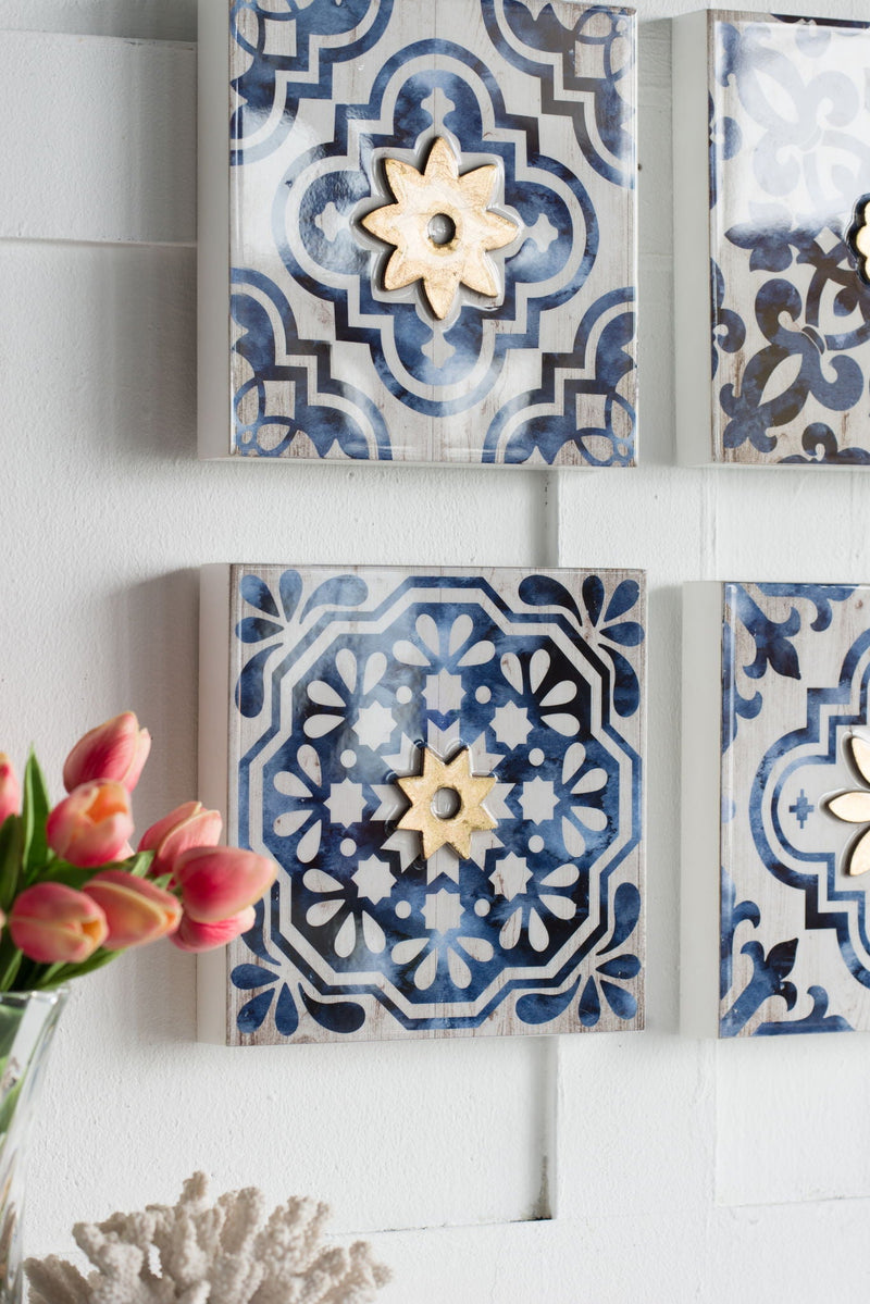 Abstract, And Wall Decor Accents (Set of 4) - White / Blue, photo 9 of 9
