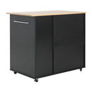 Mobile Kitchen Cart With Storage With 2 Doors, 3 Drawers & Adjustable Shelf - Black / Natural by HouseOfZazla