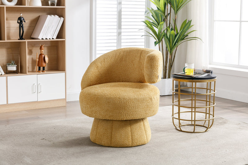 360 Degree Swivel Cuddle Barrel Accent Chairs, Round Armchairs with Wide Upholstered, Fluffy Fabric Chair for Living Room, Bedroom, Office, Waiting Rooms
