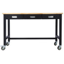 Work Bench, Workbench With Drawer Storage, Heavy Duty Bamboo Wood Work Table With Wheels For Garage Home Office by HouseOfZazla