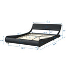 Queen Size Upholstered Platform Bed Frame With LED Lighting, Curve Design, Slat Support, No Box Spring Needed - Black by HouseOfZazla