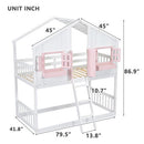 House Bunk Bed With Roof, Window, Window Box, Door, With Safety Guardrails And Ladder by HouseOfZazla