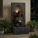 28" H Outdoor Buddha Waterfall Fountain